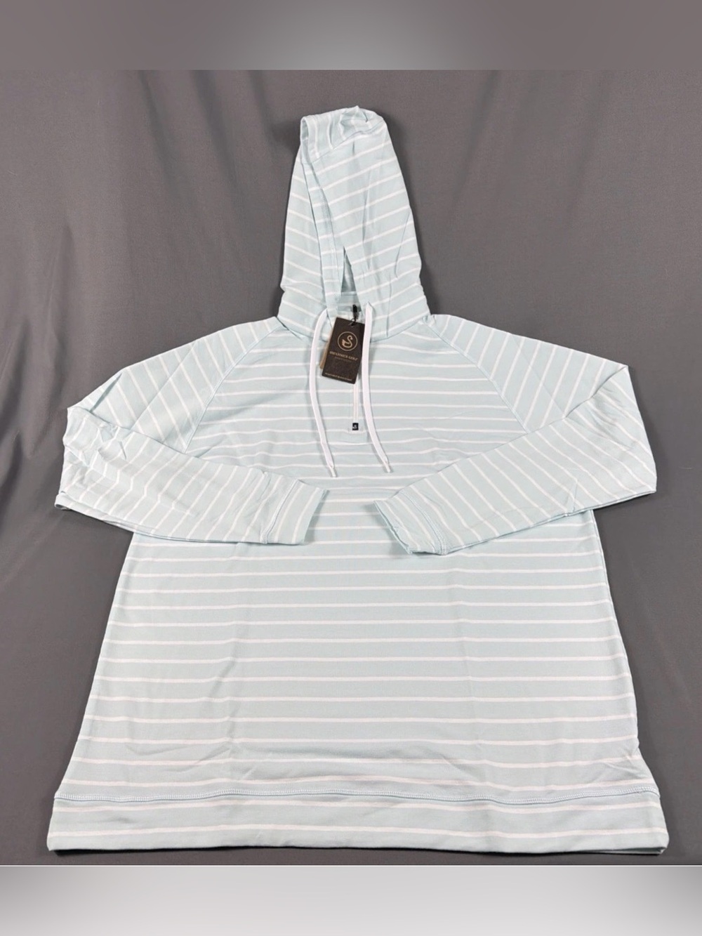 Swannies Golf Hoodie Dalton Striped XXL Blue Haze Cotton Polyester NWT MSRP $119